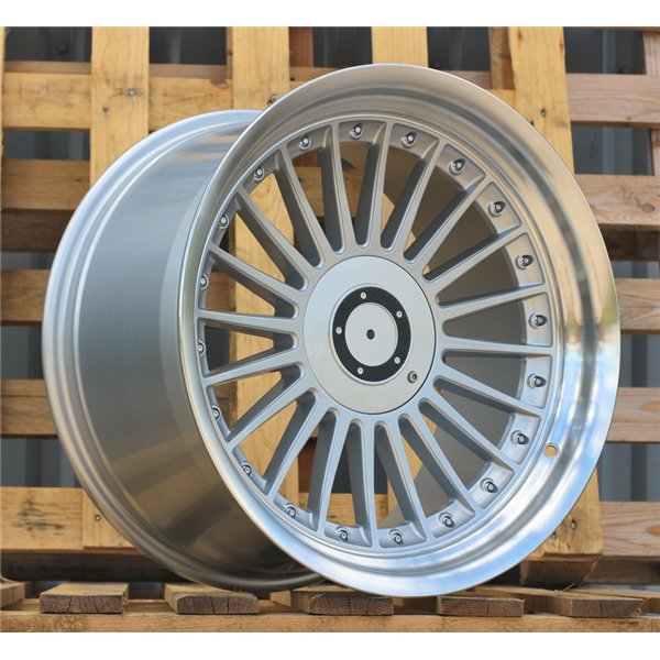 R18x8.5  5X120  ET  20  74.1  B1803  Silver+Polished Lip (SP)  For BMW  (Z6+Z1)  (ALPINA Style Rear+Front)