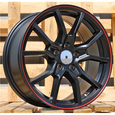 R16x7  5X100  ET  36  57.1  B5253  Black Half Matt+Red Lip (BLHMRL)  For RACINGLINE  (D1+K4)