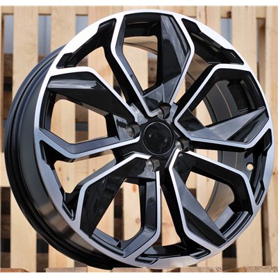 R15x6.5  4X100  ET  38  60.1  B5296  Black Polished (MB)  For RENAULT  (R)