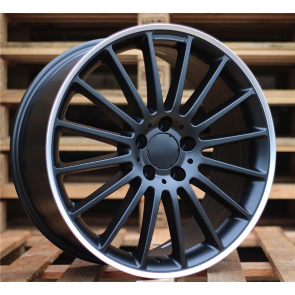 R19x8  5X112  ET  45  66.6  A1020  Black Half Matt+Polished Lip (BLHMPL)  For MERCEDES  (P)  (Rear+Front)
