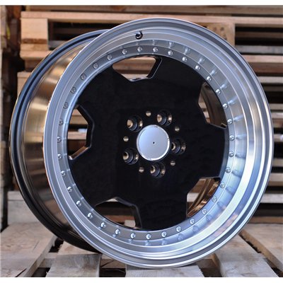 R18x8  5X112  ET  35  66.6  B5852  Black+Polished Lip (BLPL)  For MERCEDES  (K2+Z4+K4)  (MONOBLOCK Style Rear+Front)