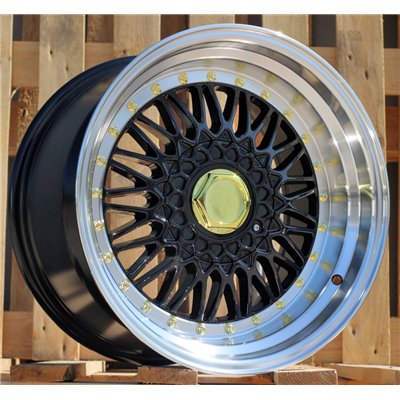 R17x7.5  8X100/108  ET  35  73.1  BY479  (XF135)  Black+Polished Lip (BLPL)  For RACINGLINE  (P1)  (BBS Style)