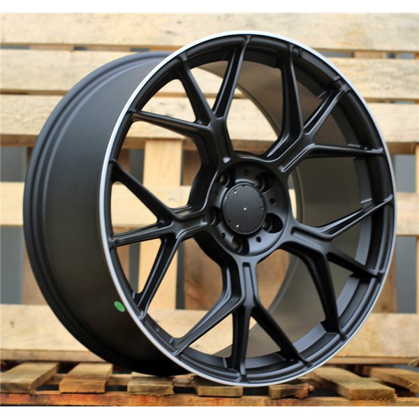 R19x9.5  5X112  ET  45  66.5  FBX120  Black+Polished Lip (BLPL)  For MERCEDES  (K3)  (HYBRID FORGED Front+Rear)