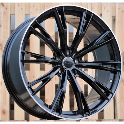 R20x9  5X112  ET  30  66.5  H5060  (F016)  Black+Polished Lip (BLPL)  For AUDI  (K4)  (HYBRID FORGED)
