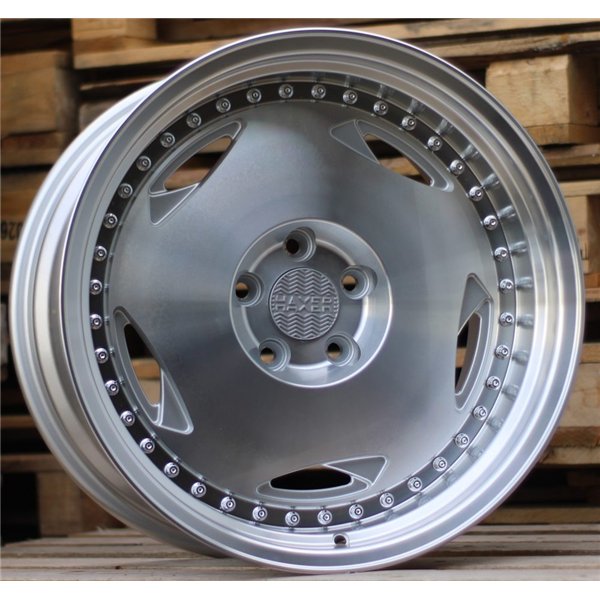 R16x8  4X100  ET  20  73.1  HX029  Polished Silver+Polished Lip (MSPL)  For HAXER  (N2)  (Rear+Front)