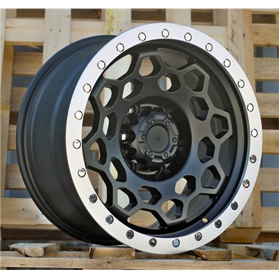 R17x8.5  6X139.7  ET  0  110.1  JT240  Black Matt+Polished Lip (BMPL)  For 4X4  (K3)  (MB+MACHINE LIP)