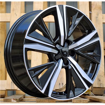 R17x7  5X108  ET  44  65.1  Y1187  (IN5668)  Black Polished (MB)  For PEUGEOT  (K7+Z6)  (NEW Design Carved Spokes)