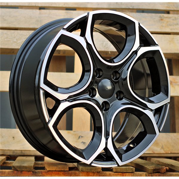 R17x7.5  5X112  ET  45  57.1  Y1232  (HF5162)  Black Polished (MB)  For VOLKSWAGEN  (P1)  (HYBRID FORGED)