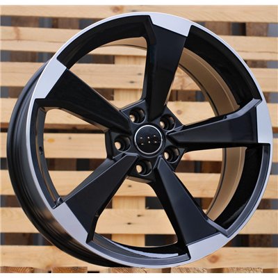R18x8  5X112  ET  45  66.5  XE351  (IN5436)  Black Polished (MB)  For AUDI  (K7+K8)