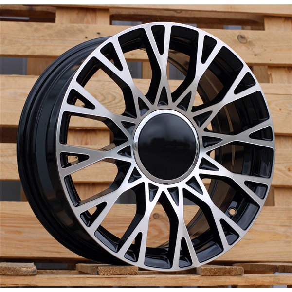 R16x6.5  4X98  ET  35  58.1  Y1283  (YF0447)  Black Polished (MB)  For FIAT  (M)  (HYBRID FORGED NEW Model 500)