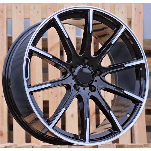 R20x9.5  5X112  ET  43.5  66.6  FE236  (IN01016F)  Black Polished (MB)  For MERCEDES  (Z3)  (BRABUS Style HYBRID FORGED (Rear+Fr