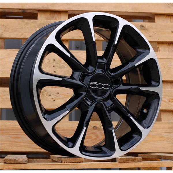 R17x7  5X110  ET  40  65.1  Y1281  Black Polished (MB)  For FIAT  (Z4)  (NEW Model 500)