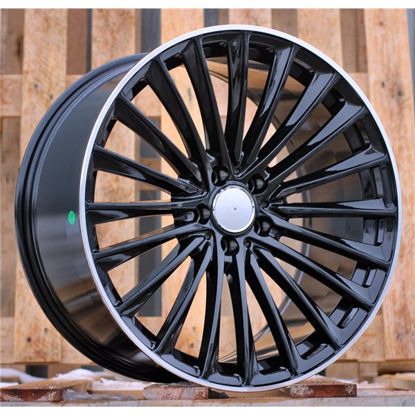 R20x9.5  5X112  ET  45  66.6  Y5909B  Black+Polished Lip (BLPL)  For MERCEDES  (K4+P)  (Rear+Front)
