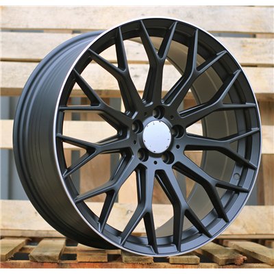 R19x8  5X112  ET  35  66.6  YS1180  Black Half Matt+Polished Lip (BLHMPL)  For MERCEDES  (K4)  (HYBRID FORGED)