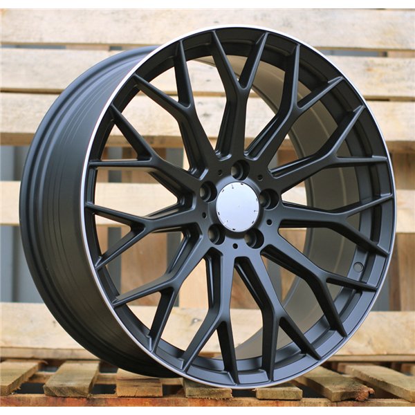 R19x8  5X112  ET  35  66.6  YS1180  Black Half Matt+Polished Lip (BLHMPL)  For MERCEDES  (K4)  (HYBRID FORGED)