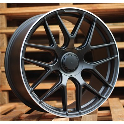 R20x8  5X112  ET  43  66.6  B5318  (XFE424)  Black Half Matt+Polished Lip (BLHMPL)  For MERCEDES  (K4+P1+P2)  (Rear+Front)