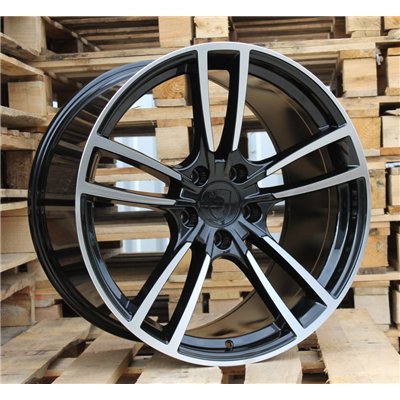 R21x11.5  5X130  ET  55  71.6  B1378  Black Polished (MB)  For PORSCHE  (P)  (Rear+Front)