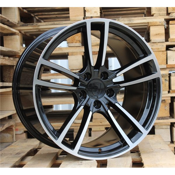 R21x11.5  5X130  ET  55  71.6  B1378  Black Polished (MB)  For PORSCHE  (P)  (Rear+Front)